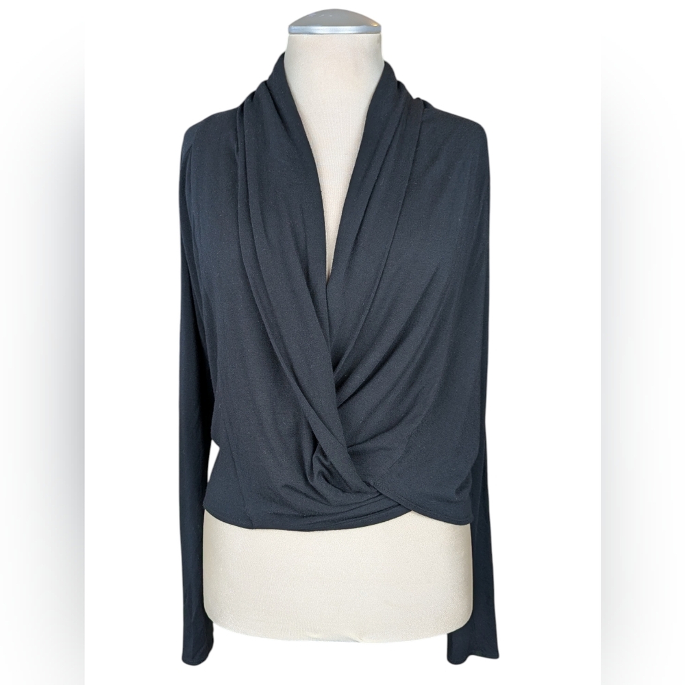 Aritzia Community Black Bamboo Wrap Cardigan